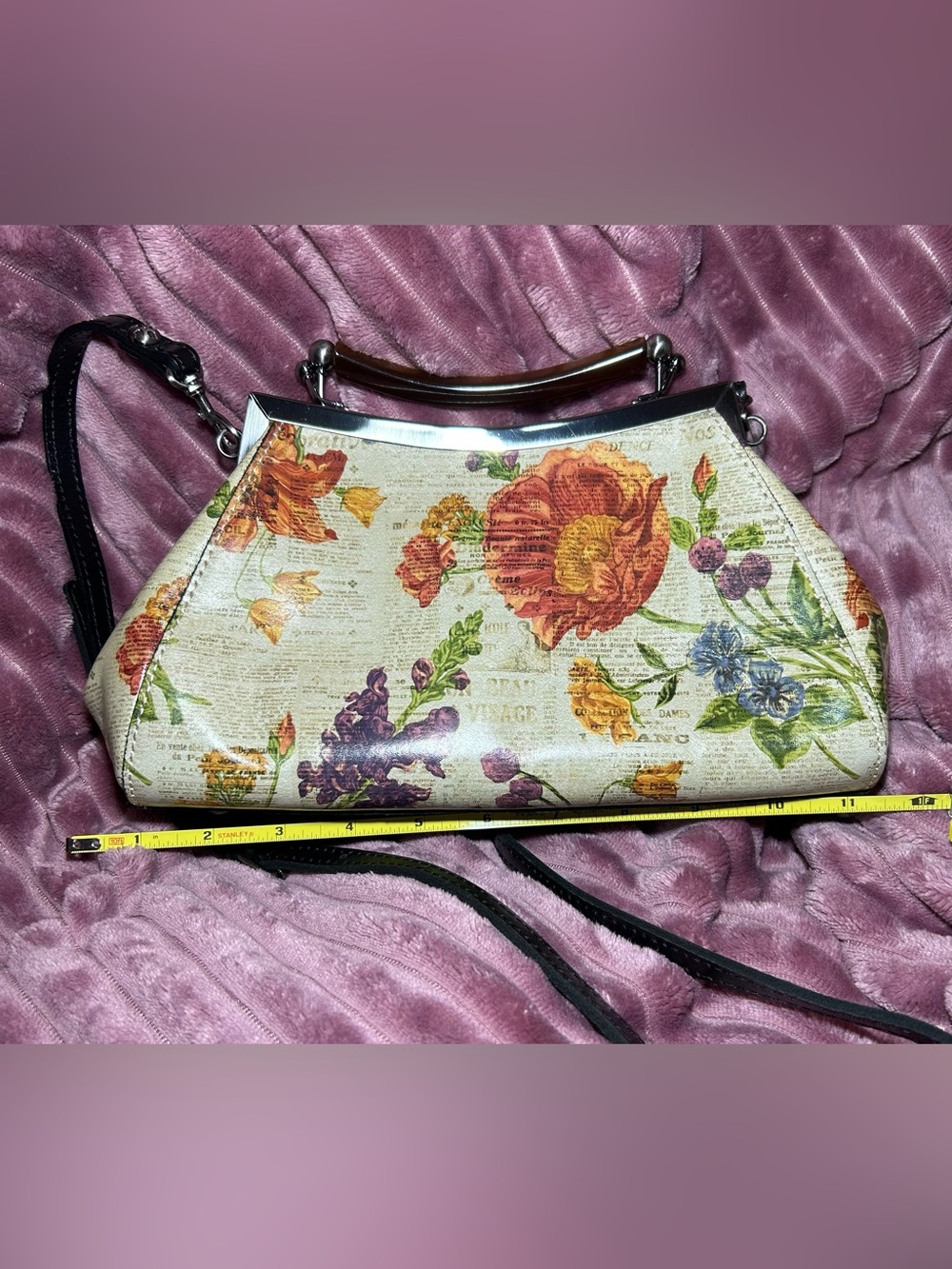 NWOTPatricia Nash Floral Leather Crossbody in Cream with Multicolor Floral Print - Picture 4 of 5